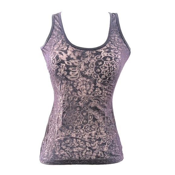 Express Purple Gold Shimmer Burnout Tank Top - Picture 1 of 4